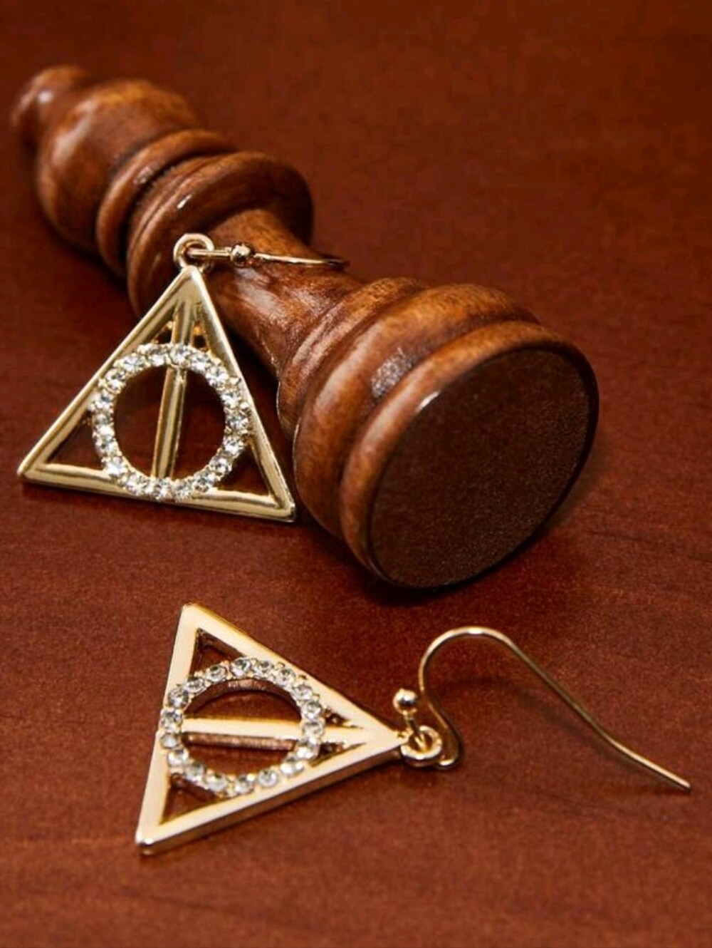 14K Gold Harry Potter Deathly Hallows Dangle Drop‎ Gryffindor Hogwarts Earrings